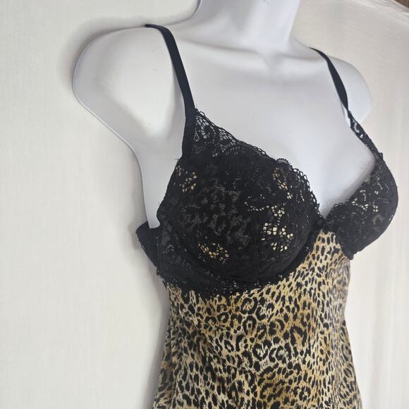 Victoria's Secret Vintage‎ Lace Leopard Animal Print Pushup Babydoll Chemise 36C - Picture 3 of 6